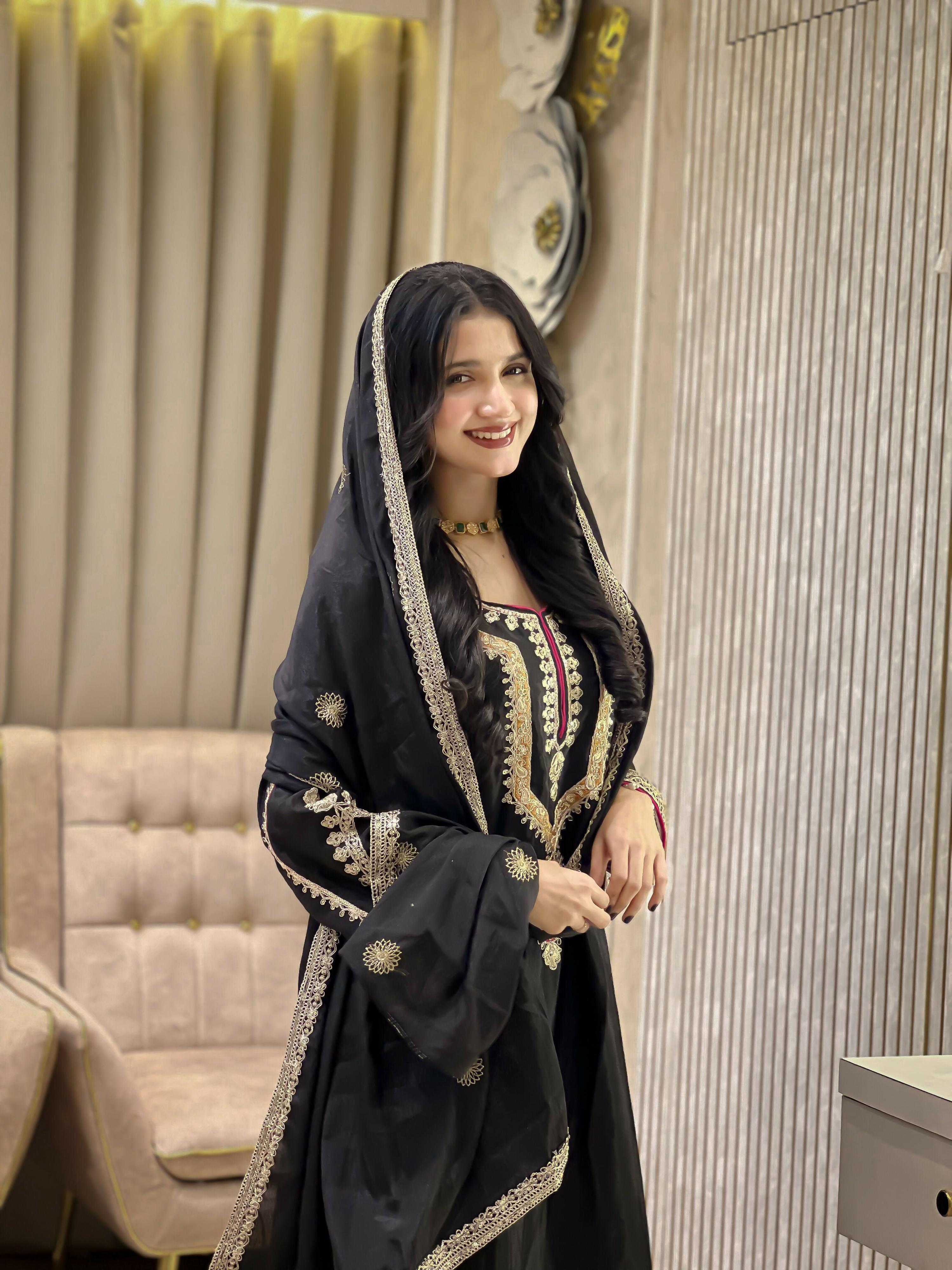 Teeya Creation Black Color Chinon Silk Party Wear Trending Palazzo Set - Distacart