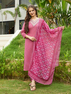 The52 Gajri Women's Beautiful Embroidered Rayon Fabric with Straight Kurta, Pant and Dupatta Set - Distacart