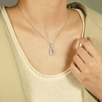 Cauer Elegant 14K White Gold Plated Moissanite Pendant Necklace