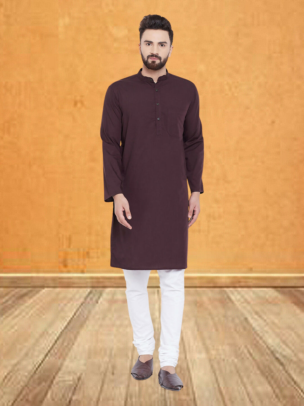 Even Apparels Men's Pure Cotton Maroon Kurta