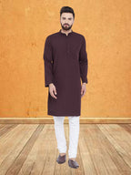 Even Apparels Men's Pure Cotton Maroon Kurta