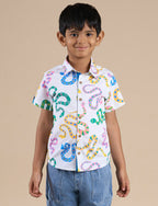 Snakes and Ladders Boys Multi Color Snake Print Shirt from Siblings Collection