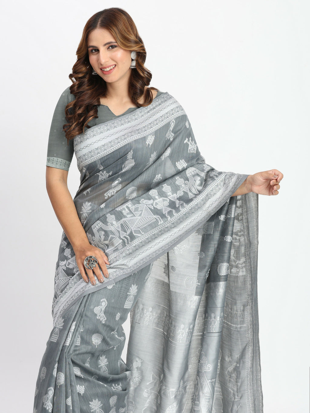 Shree Shyam Fashion Linen Cotton Pink Saree - Distacart