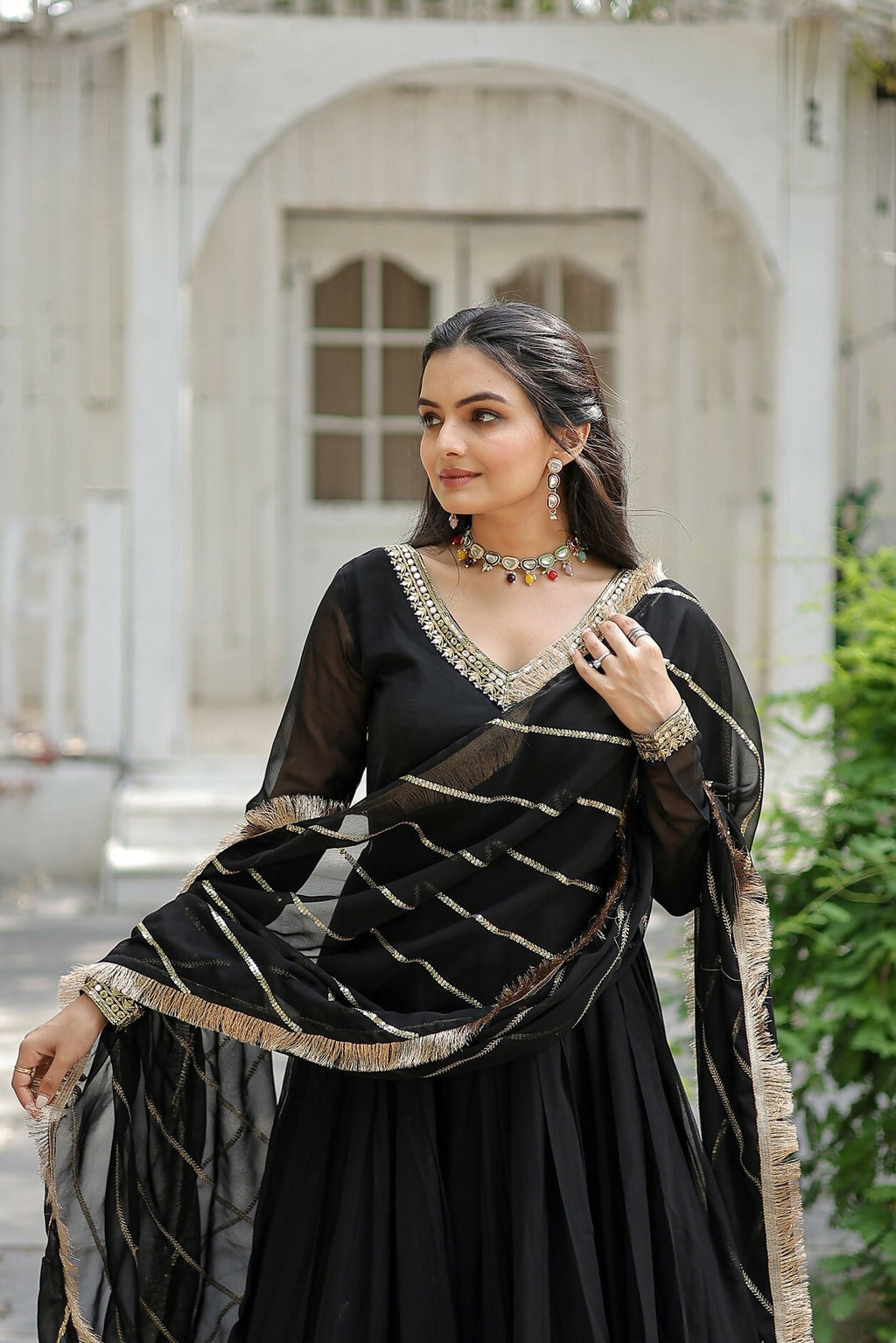 Joban Fashion Black Georgette Sequence Embroidery Work Kurta Set - Distacart