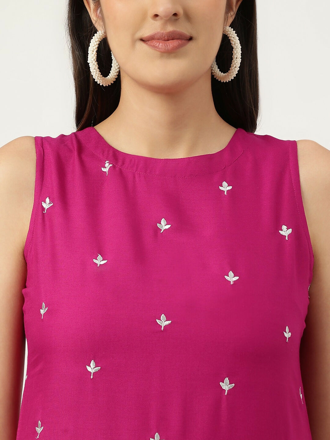 Joban Fashion Pink Rayon and Embroidered Work Straight Kurta Bottom Set