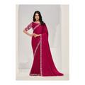 Pink Crepe Satin Silk Sequence Saree with Unstitched Blouse Piece - Norita Saanjh