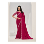 Pink Crepe Satin Silk Sequence Saree with Unstitched Blouse Piece - Norita Saanjh