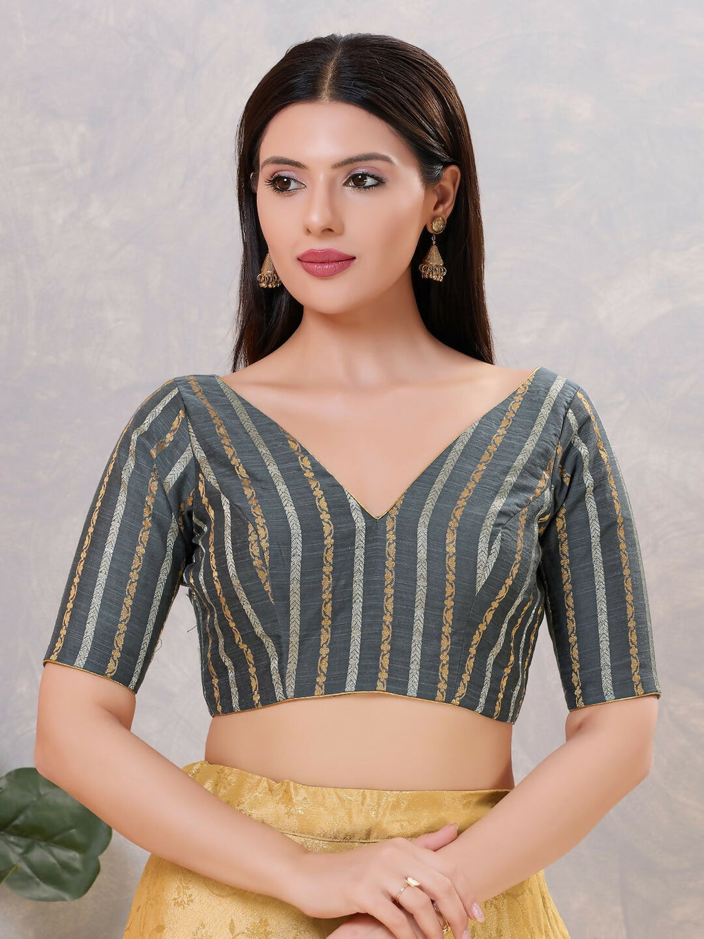 Joban Fashion Women Cotton Blend Grey Stitched Blouse