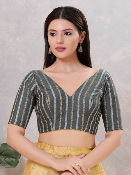 Joban Fashion Women Cotton Blend Grey Stitched Blouse