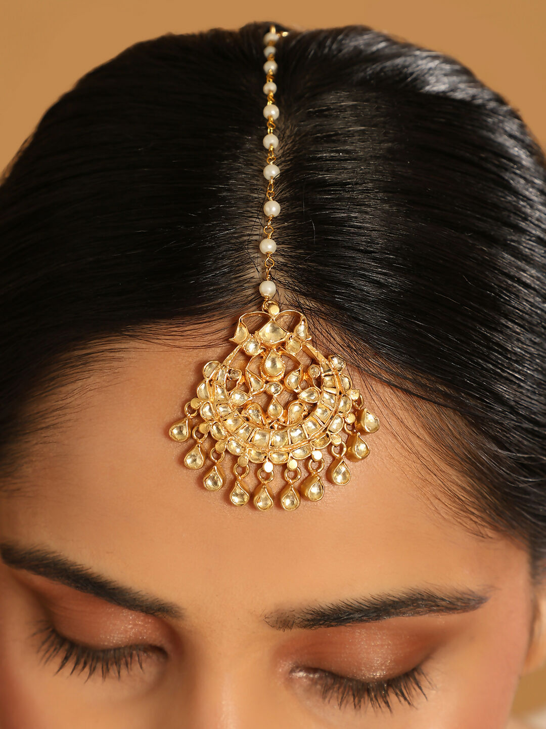 Nuyug 22K Gold Plated Kundan Drop Maang Tikka - Distacart