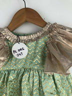 Pink Cow Fashions Gold & Green Printed Dress
