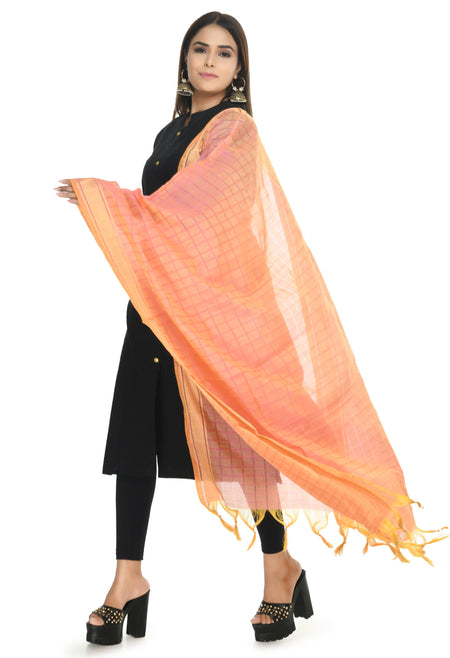 Mominos Fashion Moeza Handloom Cotton Peach Dupatta