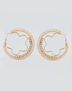 VOJ Women Gold-Plated Studded Beads Stainless Steel Double Circular Hoop Earrings - Distacart
