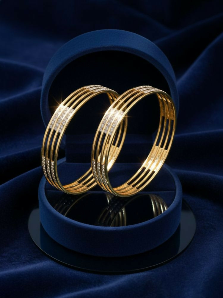 NVR Women Set of 2 Gold Plated CZ Stone Kada Bangle - Distacart