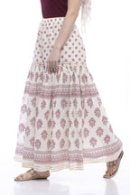 Mominos Fashion Cotton Block Print With Lace Work Off White Magenta Color Prints Palazzo - Distacart