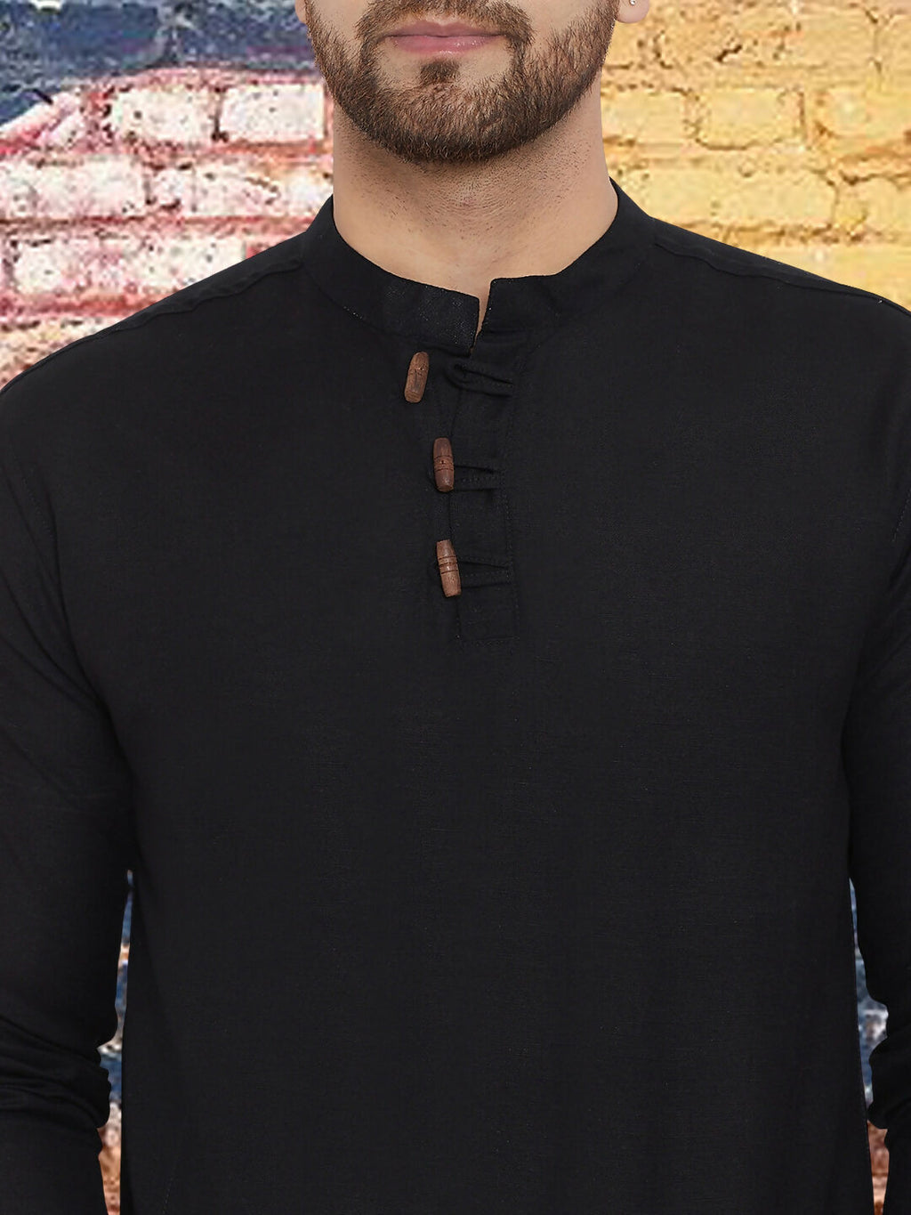 Even Apparels Men's Pure Cotton Black Kurta