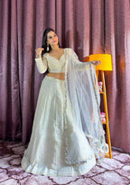 Lehenga Mart Designer Bollywood Style Wedding Wear Lehenga Choli - White