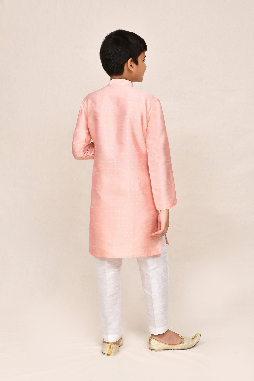 Joban Fashion Silk Peach Kurta With Straight Fit Pant