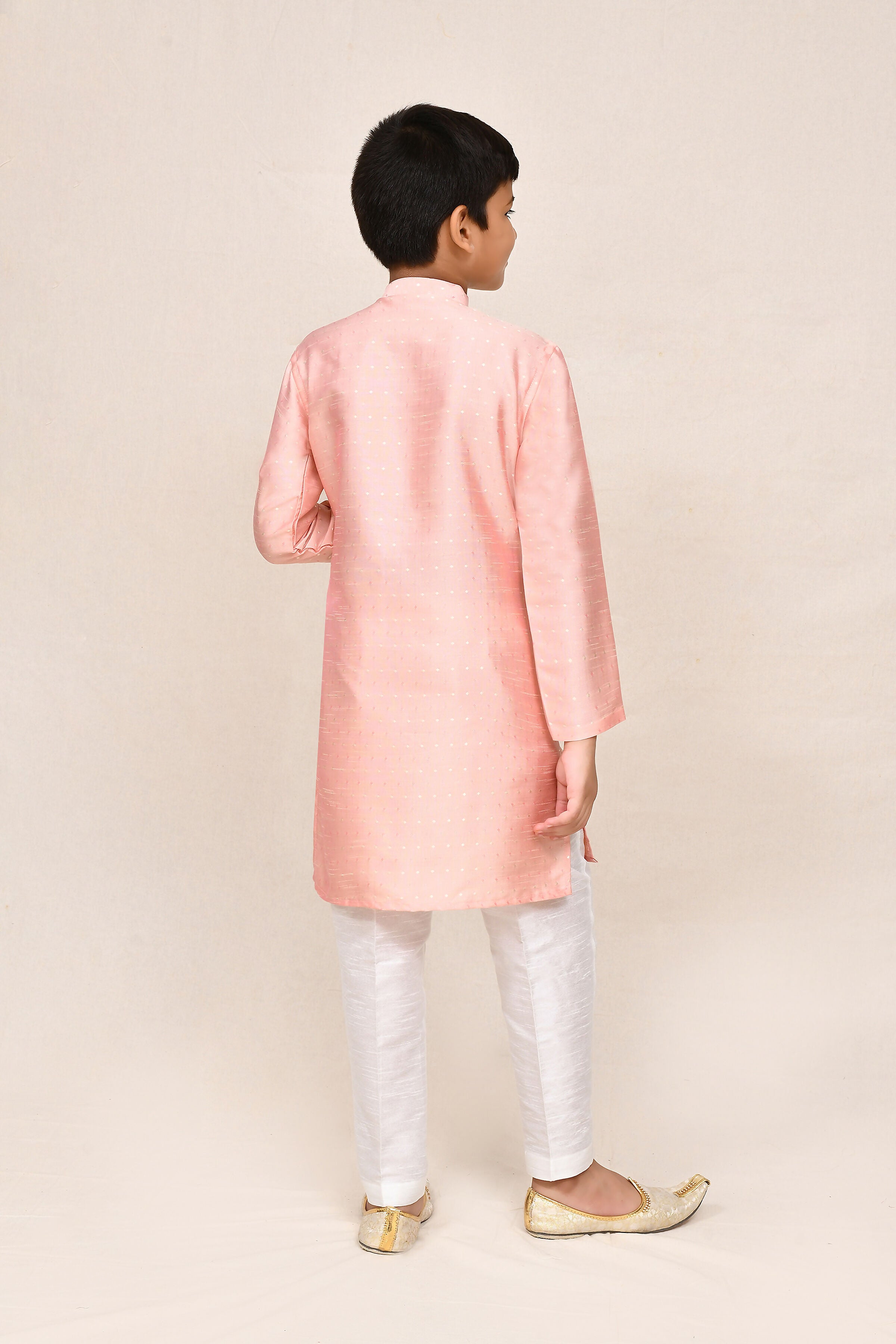 Joban Fashion Silk Peach Kurta With Straight Fit Pant