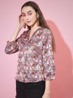 Myshka Women's Multi Printed V-Neck Top