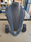 Inhanns Rangsaaz 20-Layer Luxe Long Beaded Necklace (With Optional Statement Earrings) - Navy Blue Long 20 Layer With Earring