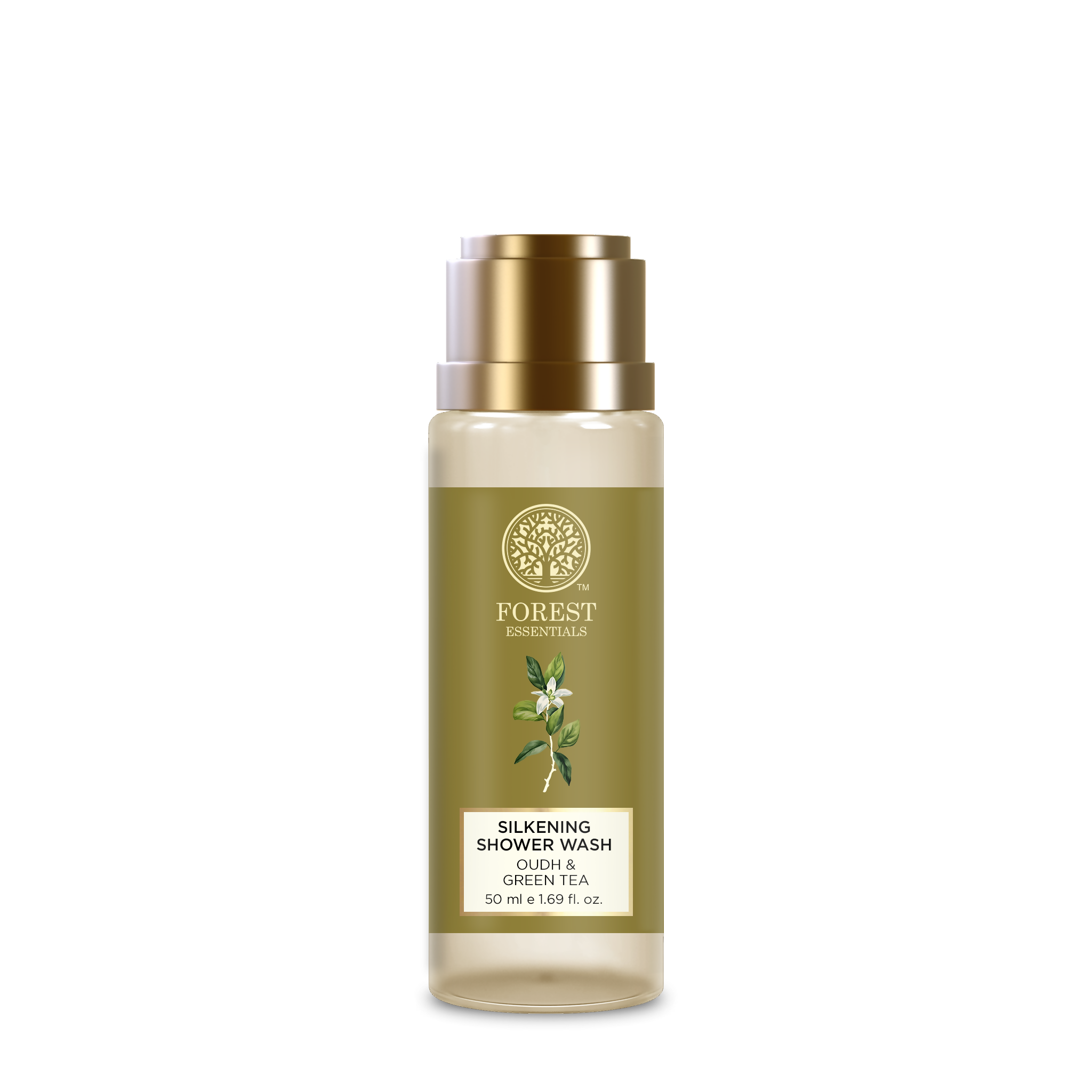 Forest Essentials Travel Size Silkening Shower Wash Oudh & Green Tea
