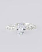 VOJ white CZ-detail Stainless Steel Cubic Zirconia Silver Plated Adjustable Finger Ring
