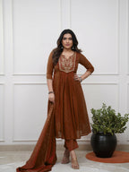 The52 Women's Beautiful Cotton Fabric Embroidery Work Straight Kurta Pant and Dupatta Set - Distacart