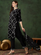 Sangria Embroidered Kurta & Trouser With Dupatta