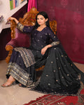 Lehenga Mart Designer Chinon Suit With Sequence Embroidered Work - Black