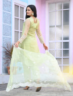 Lehenga Mart Designer Organza Suit With Sequence Embroidered Work - Light Green