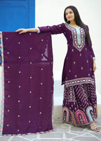 Lehenga Mart Designer Chinon Suit With Sequence Embroidered Work - Purple