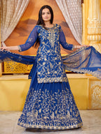 Lehenga Mart Designer Faux Georgette Lehenga Suit With Sequence Embroidered Work - Blue
