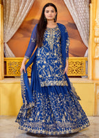 Lehenga Mart Designer Faux Georgette Lehenga Suit With Sequence Embroidered Work - Blue