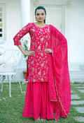 Lehenga Mart Designer Faux Georgette Sharara Suit With Sequence Embroidered Work - Pink - Distacart
