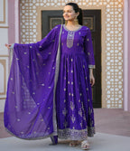 Lehenga Mart Designer Gown With Sequence Embroidered Work - Blue