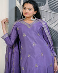 Lehenga Mart Designer Chinon Suit With Sequence Embroidered Work - Lavender