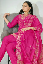 Lehenga Mart Designer Chinon Suit With Sequence Embroidered Work - Pink