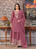Lehenga Mart Designer Chinon Suit With Sequence Embroidered Work - Pink