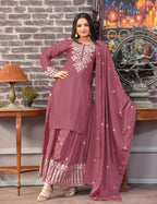 Lehenga Mart Designer Chinon Suit With Sequence Embroidered Work - Pink