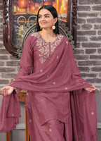 Lehenga Mart Designer Chinon Suit With Sequence Embroidered Work - Pink