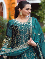 Lehenga Mart Designer Rangoli Suit With Sequence Embroidered Work - Green