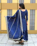 Lehenga Mart Designer Chinon Suit With Coding Sequence Embroidered Work - Blue