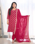 Lehenga Mart Designer Faux Georgette Suit With Sequence Embroidered Work With Rivet Moti - Pink