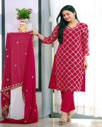 Lehenga Mart Designer Faux Georgette Suit With Sequence Embroidered Work With Rivet Moti - Pink