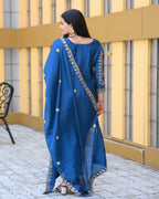 Lehenga Mart Designer Chinon Suit With Sequence Embroidered Work - Blue