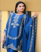 Lehenga Mart Designer Chinon Suit With Sequence Embroidered Work - Blue