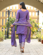 Lehenga Mart Designer Chinon Suit With Sequence Embroidered Work - Lavender - Distacart