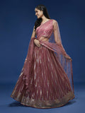 House of Panchhi Rose Gold Net Sequinse Work Lehenga & Blouse, Dupatta