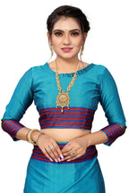 Vamika Ethnic Fire Rama Green Cotton Silk Saree - Distacart
